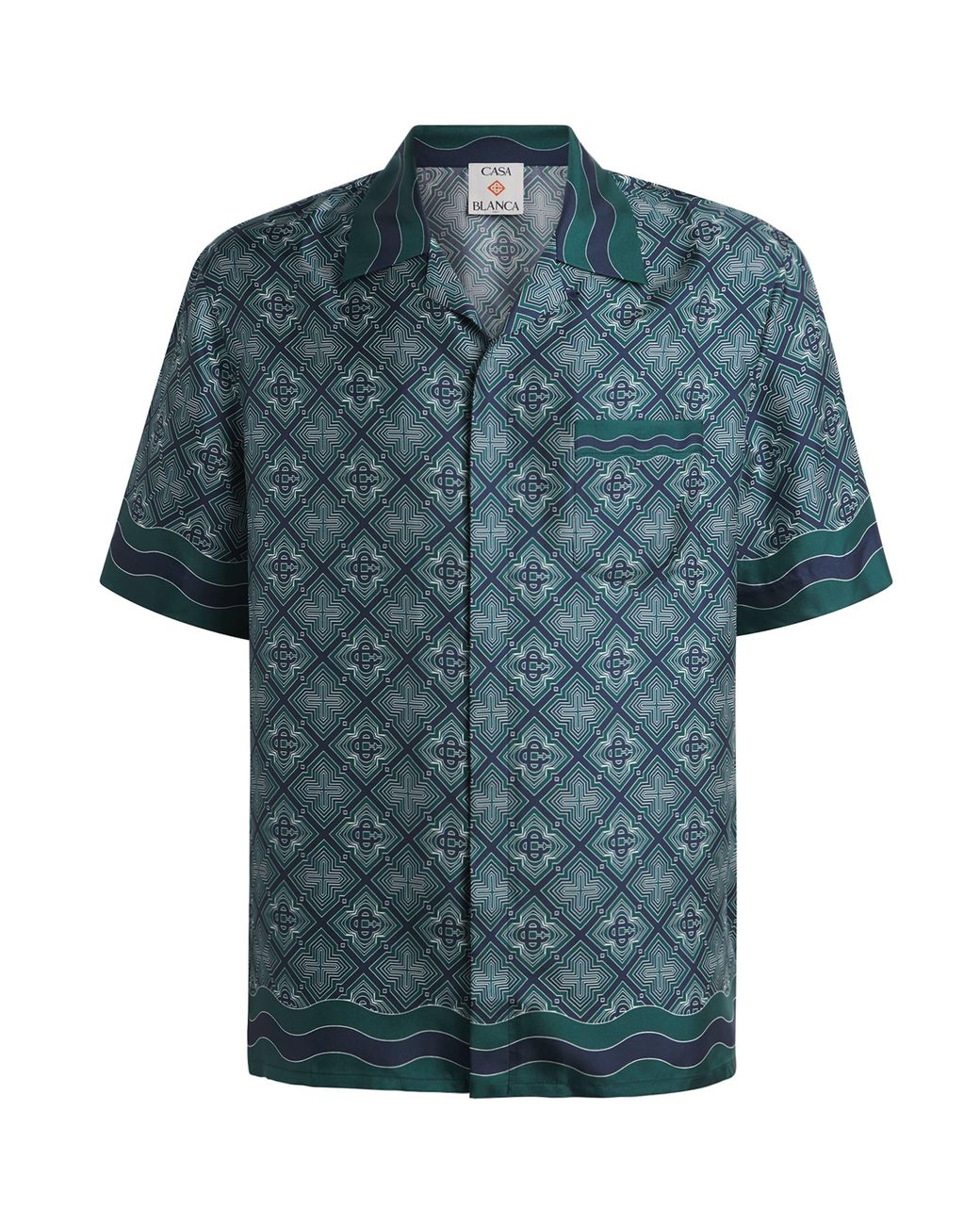 Casablanca Blue Silk Radiating Monogram Shirt for men