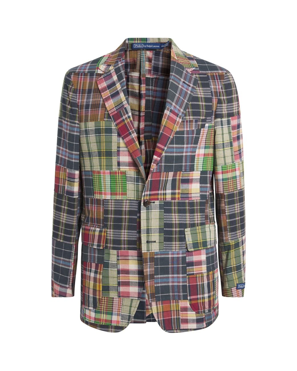 Polo Ralph Lauren Cotton Madras Patchwork Blazer in Grey for Men