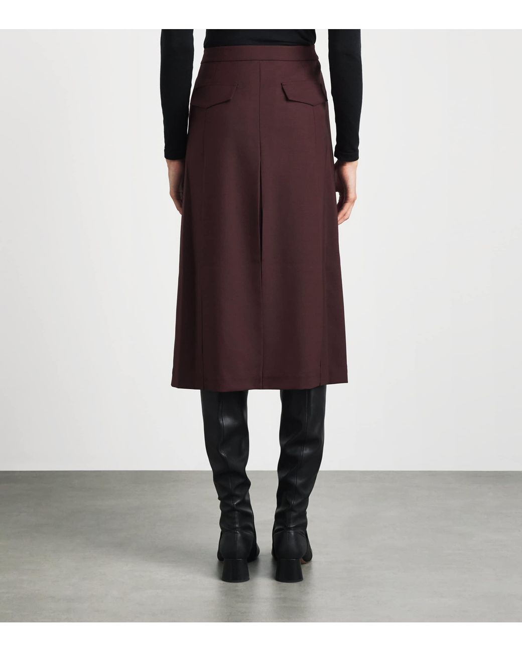 Lafayette 148 New York Purple Stretch-Wool Midi Skirt