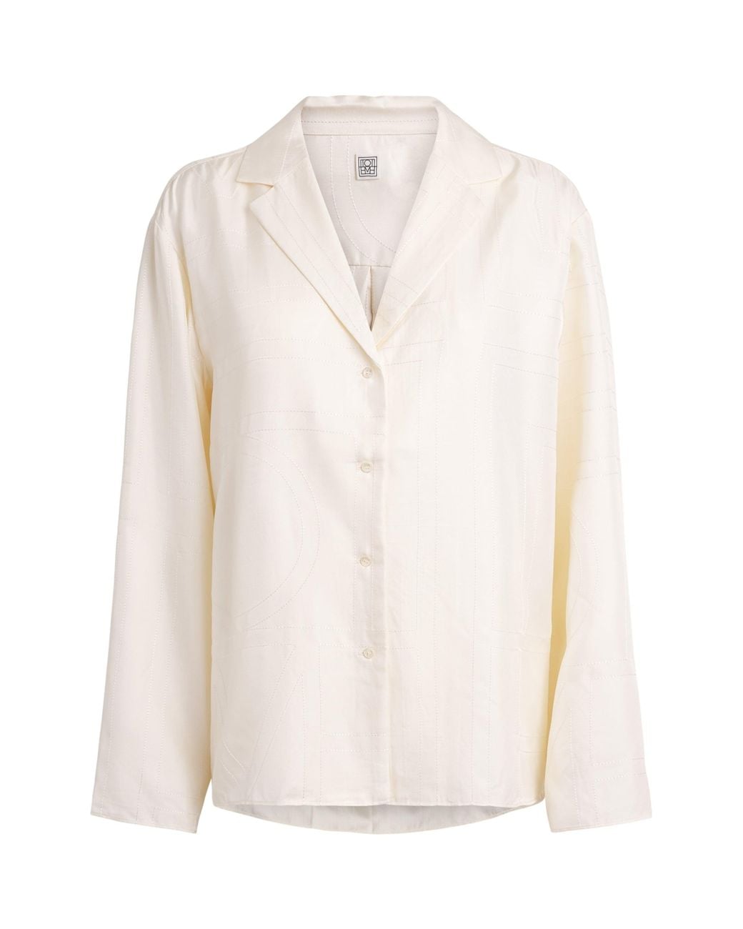 Totême White Silk Embroidered Monogram Shirt