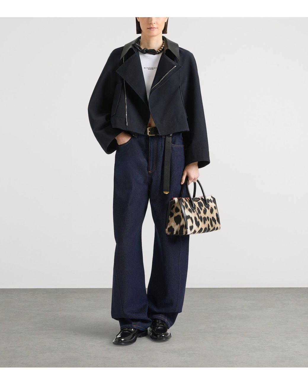 Givenchy Blue Cotton-Wool Cropped Jacket