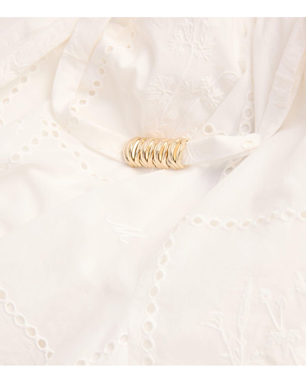 Maje White Cotton Embroidered Mini Dress