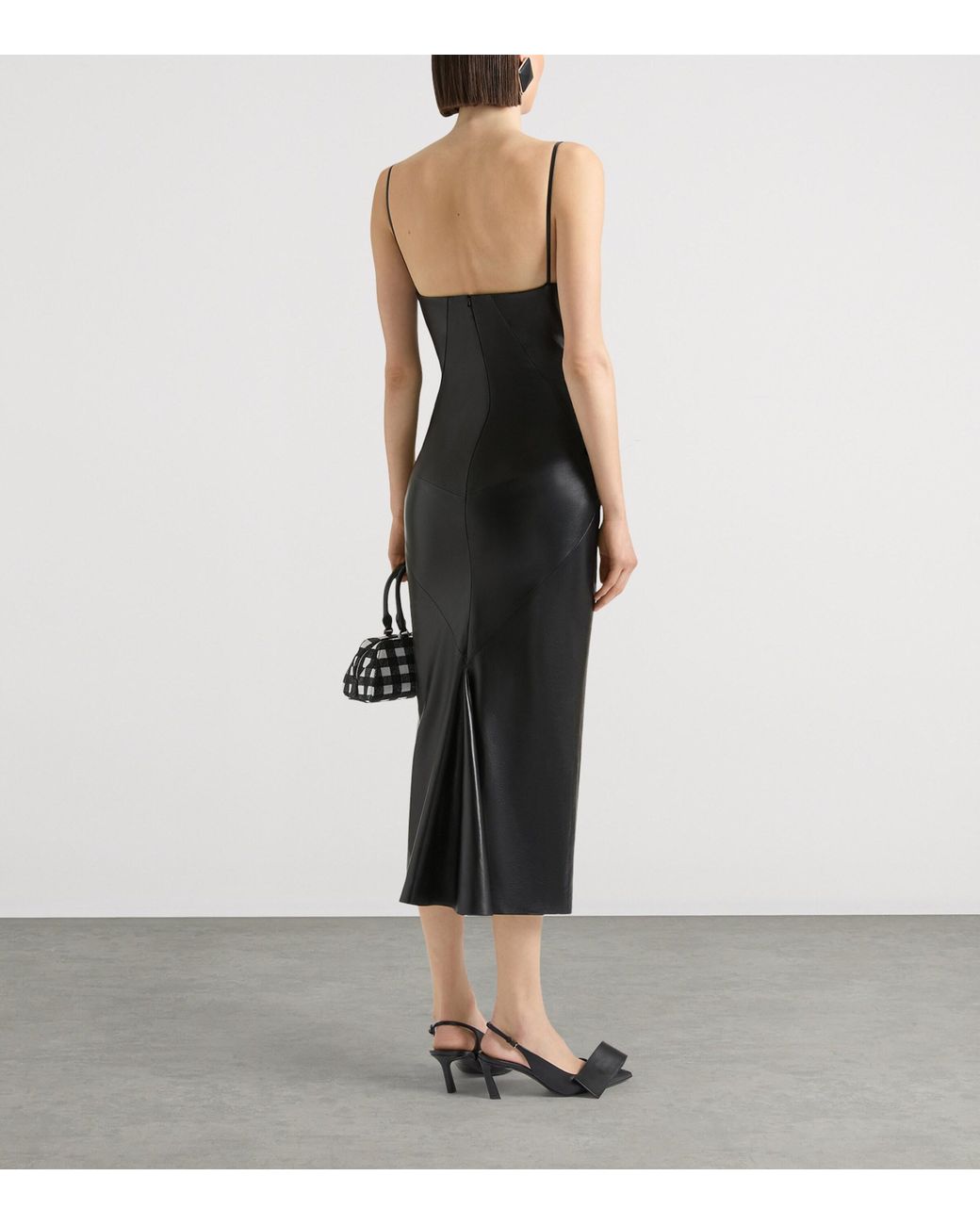 Givenchy Black Lambskin Sliced Kick-Back Midi Dress