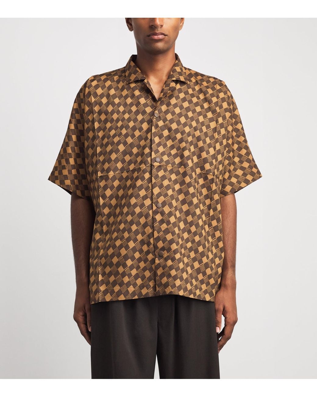 IM MEN Brown Printed Short Sleeve Shirt for men