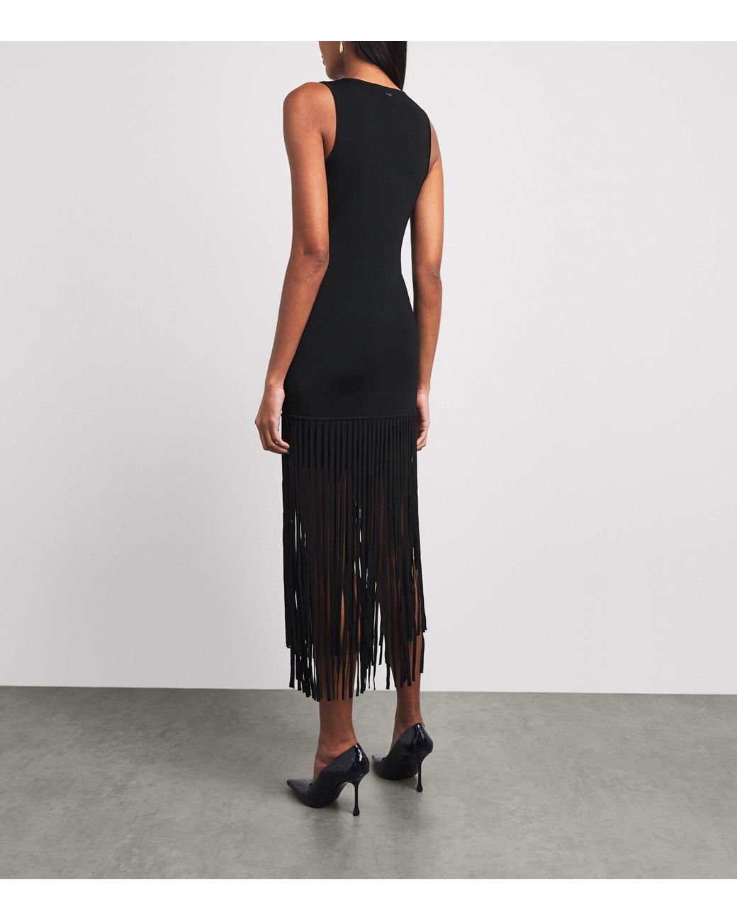 Toccin Black Margaux Fringe Mini Dress