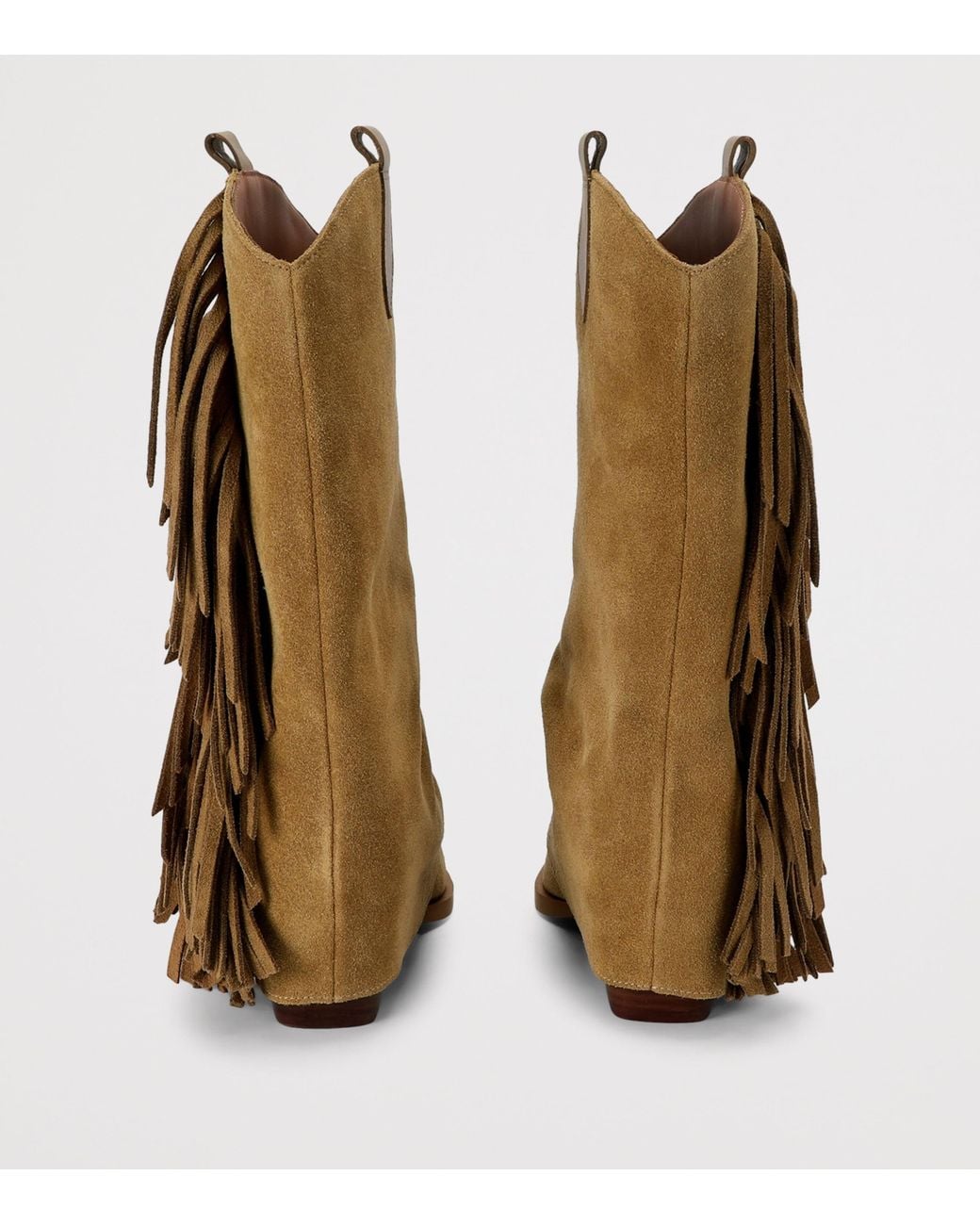 Kurt Geiger Brown Suede Gaiter Fringe Cowboy Boots