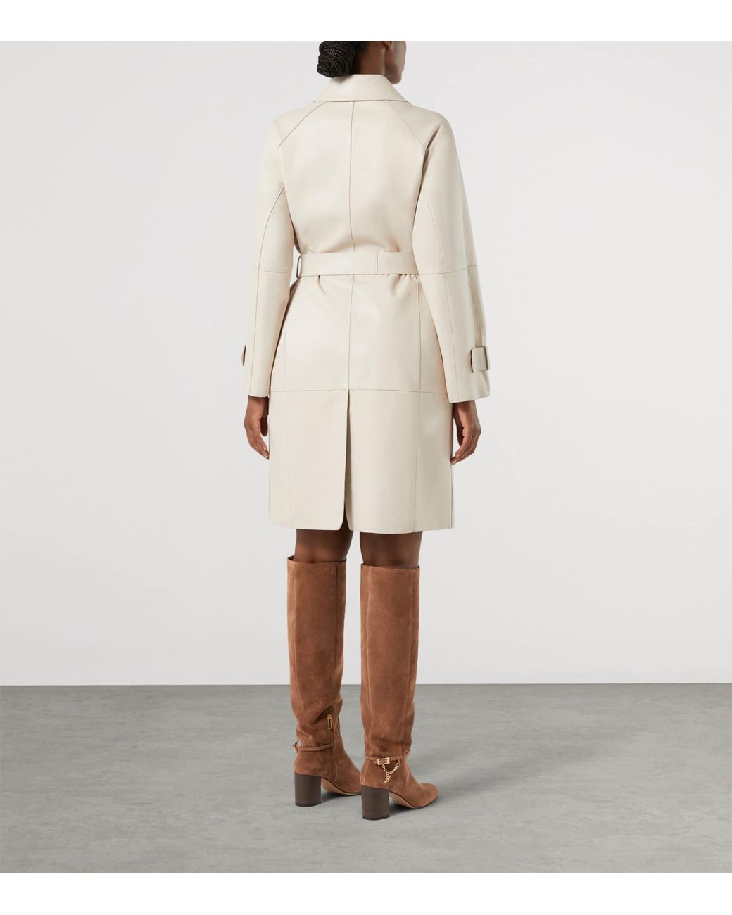 Marina Rinaldi White Leather Trench Coat
