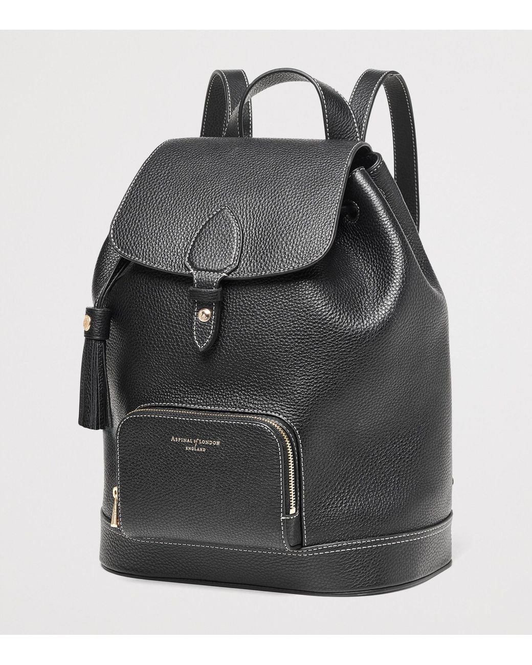 Aspinal Black Small Leather Hudson Backpack