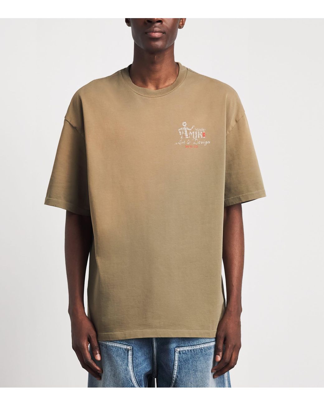 Amiri Brown Cotton Studio Print T-Shirt for men