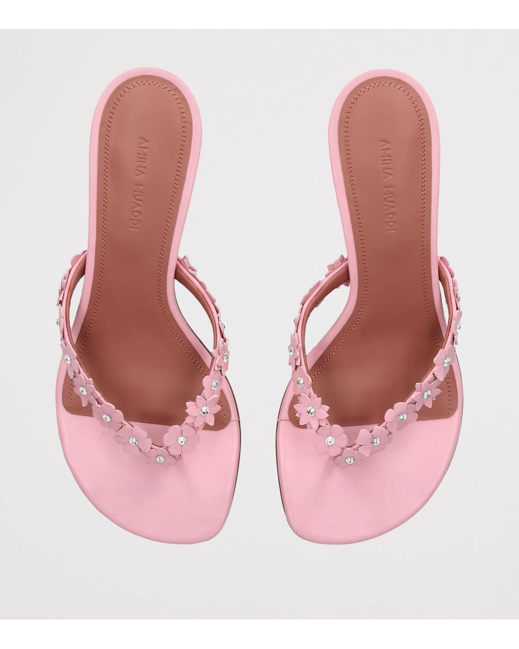 AMINA MUADDI Pink Leather Janis Heeled Sandals 45