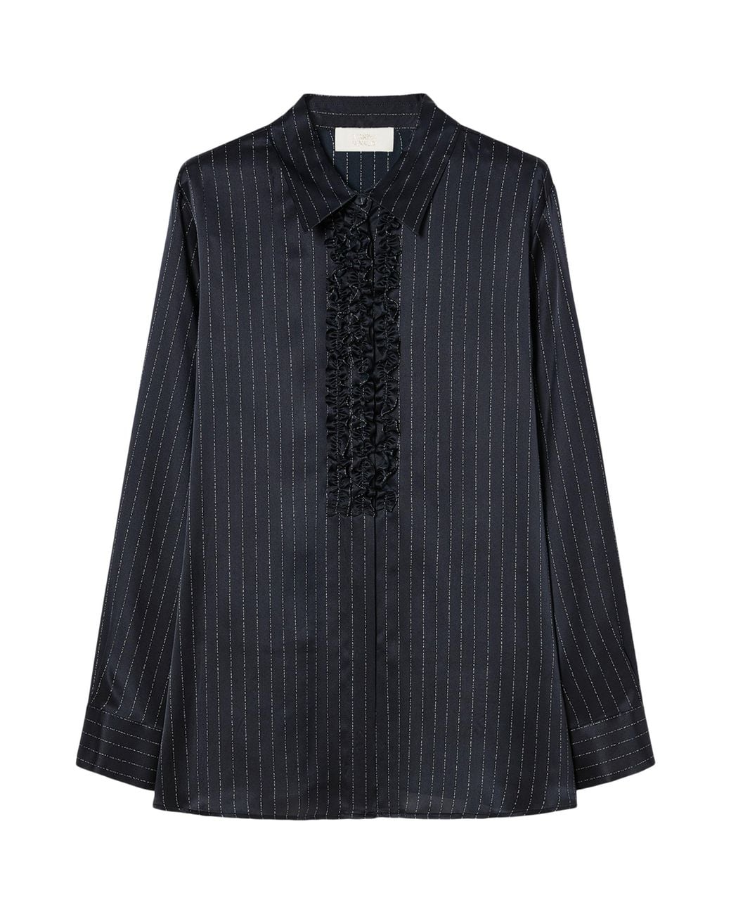 Marina Rinaldi Blue Silk Pinstripe Shirt