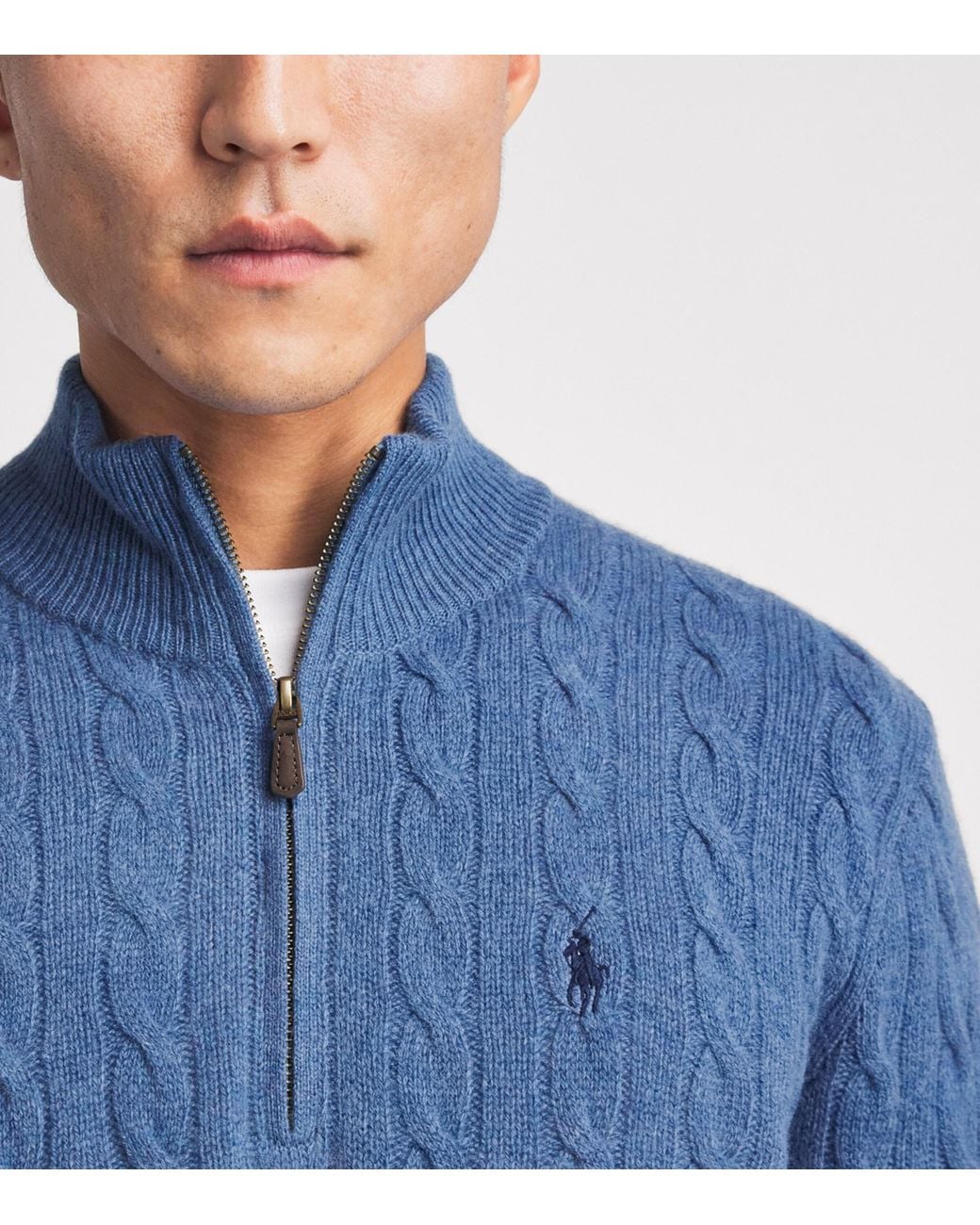 Polo Ralph Lauren Blue Wool-Cashmere Quarter-Zip Sweater for men