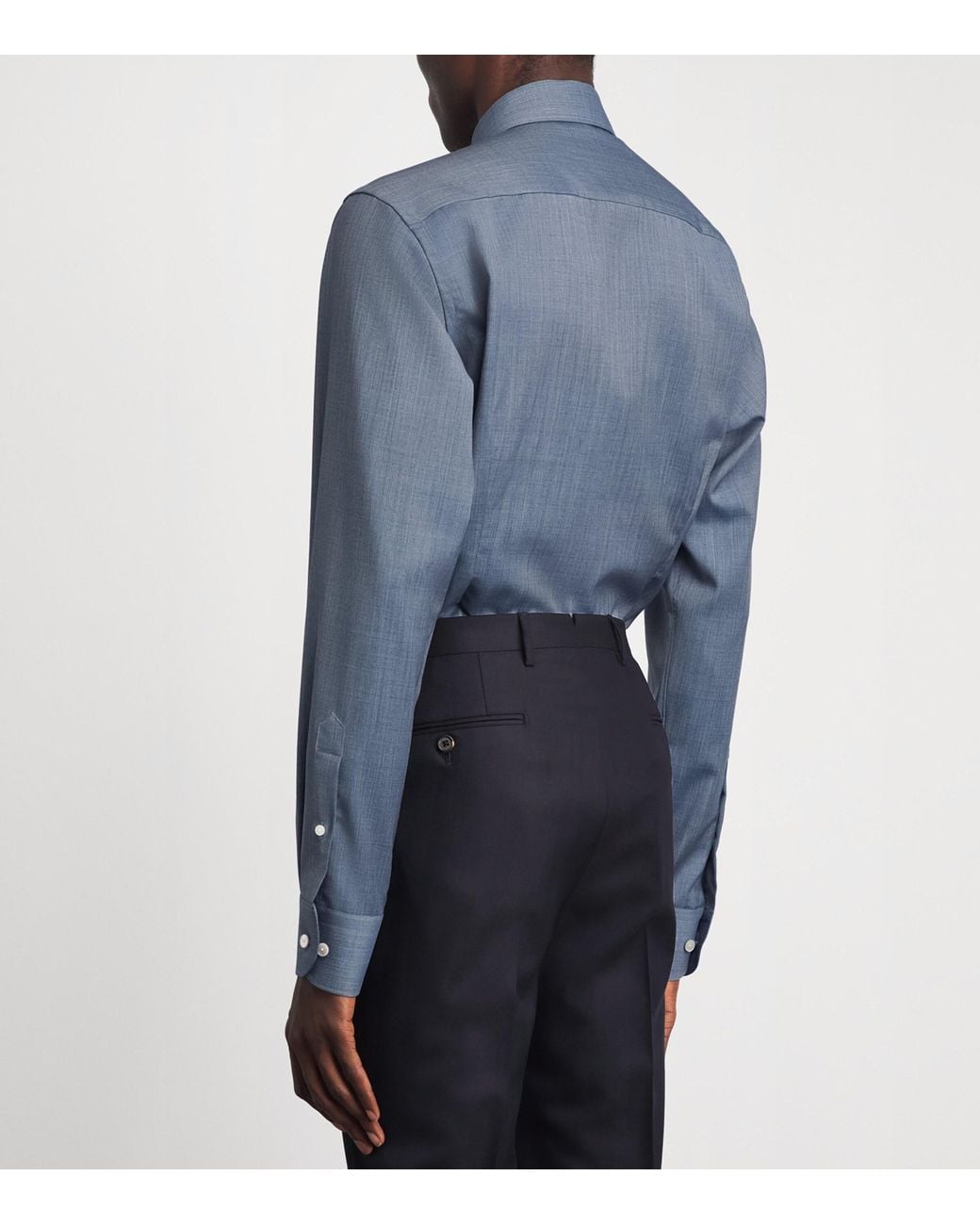 Eton of Sweden Blue Merino Wool Houndstooth Shirt for men
