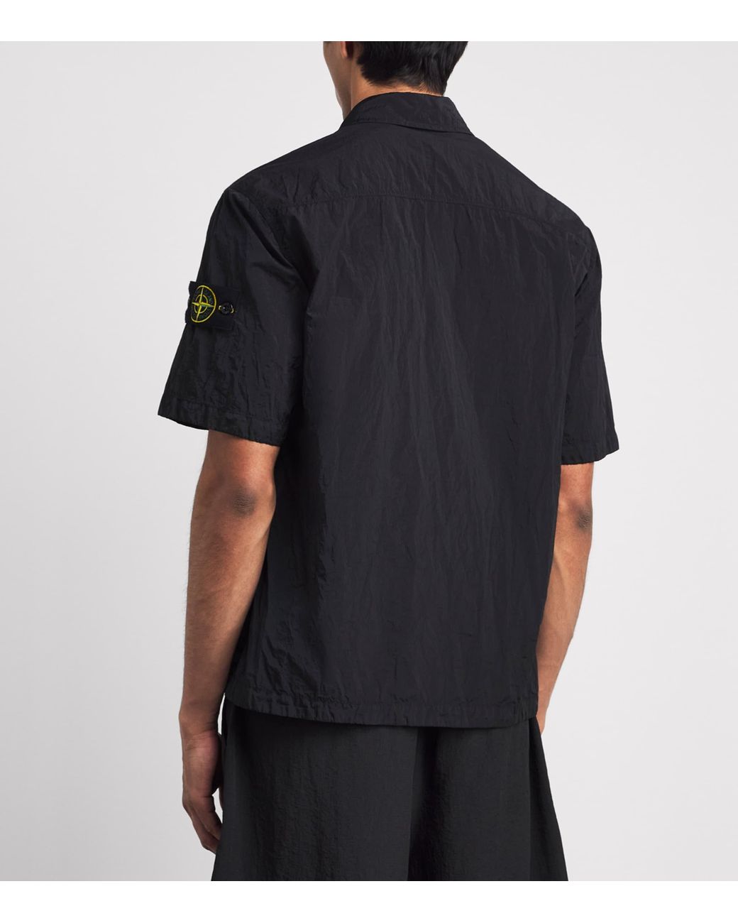 Stone Island Black Nylon Zip-Up T-Shirt for men