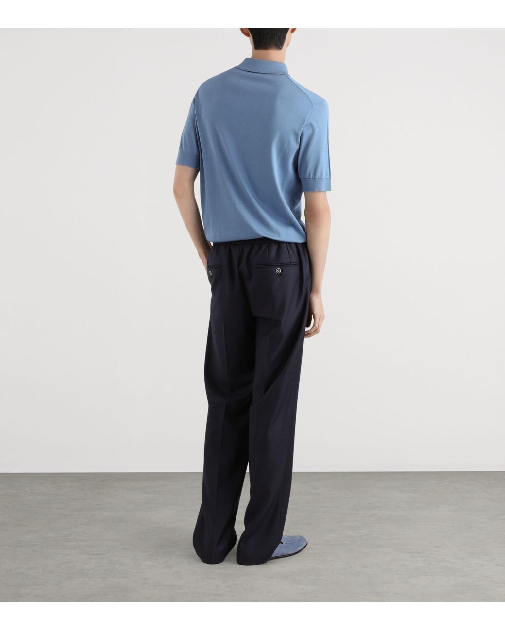 Dolce & Gabbana Blue Silk Polo Shirt for men