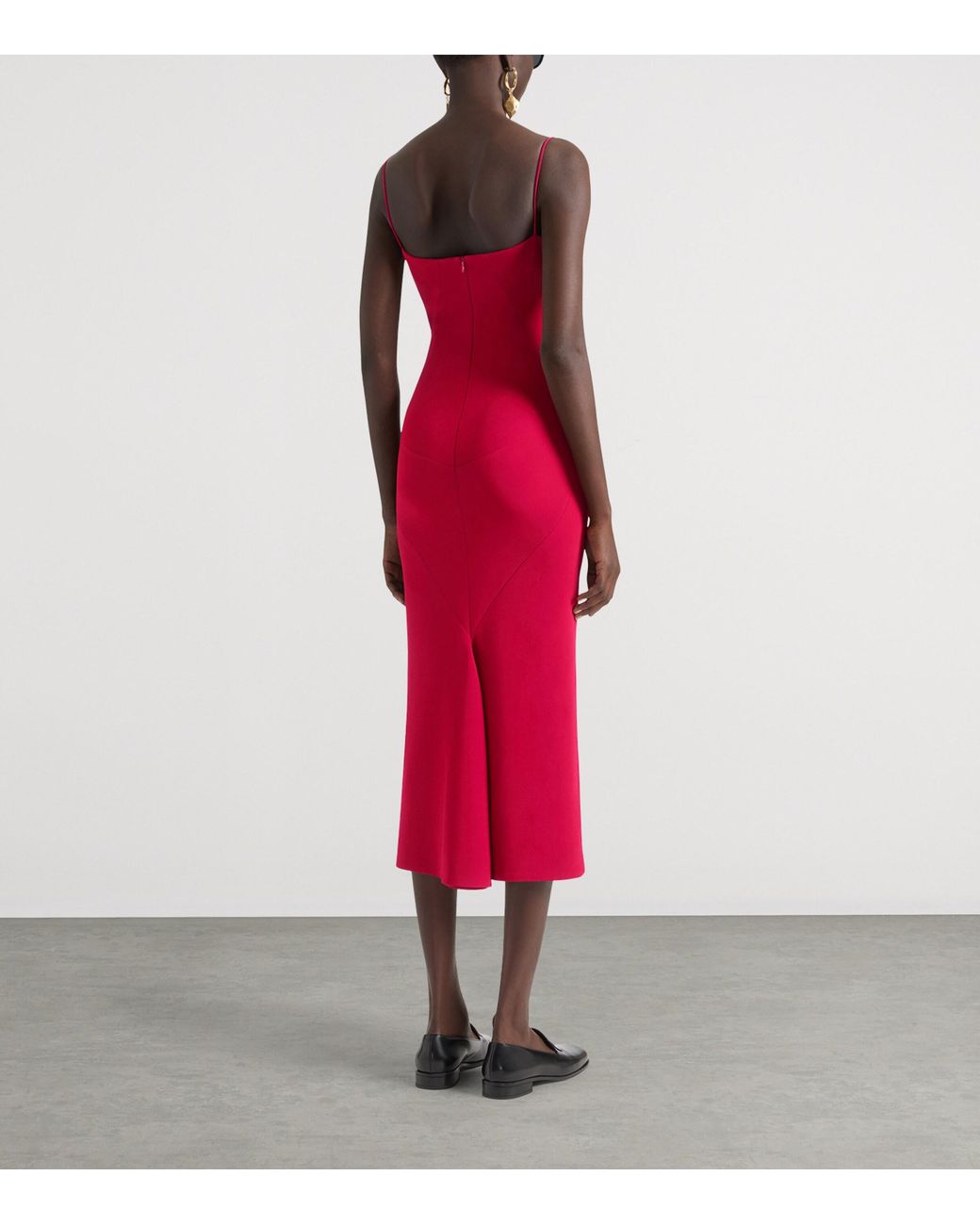 Givenchy Red Sliced Kick-Back Midi Dress