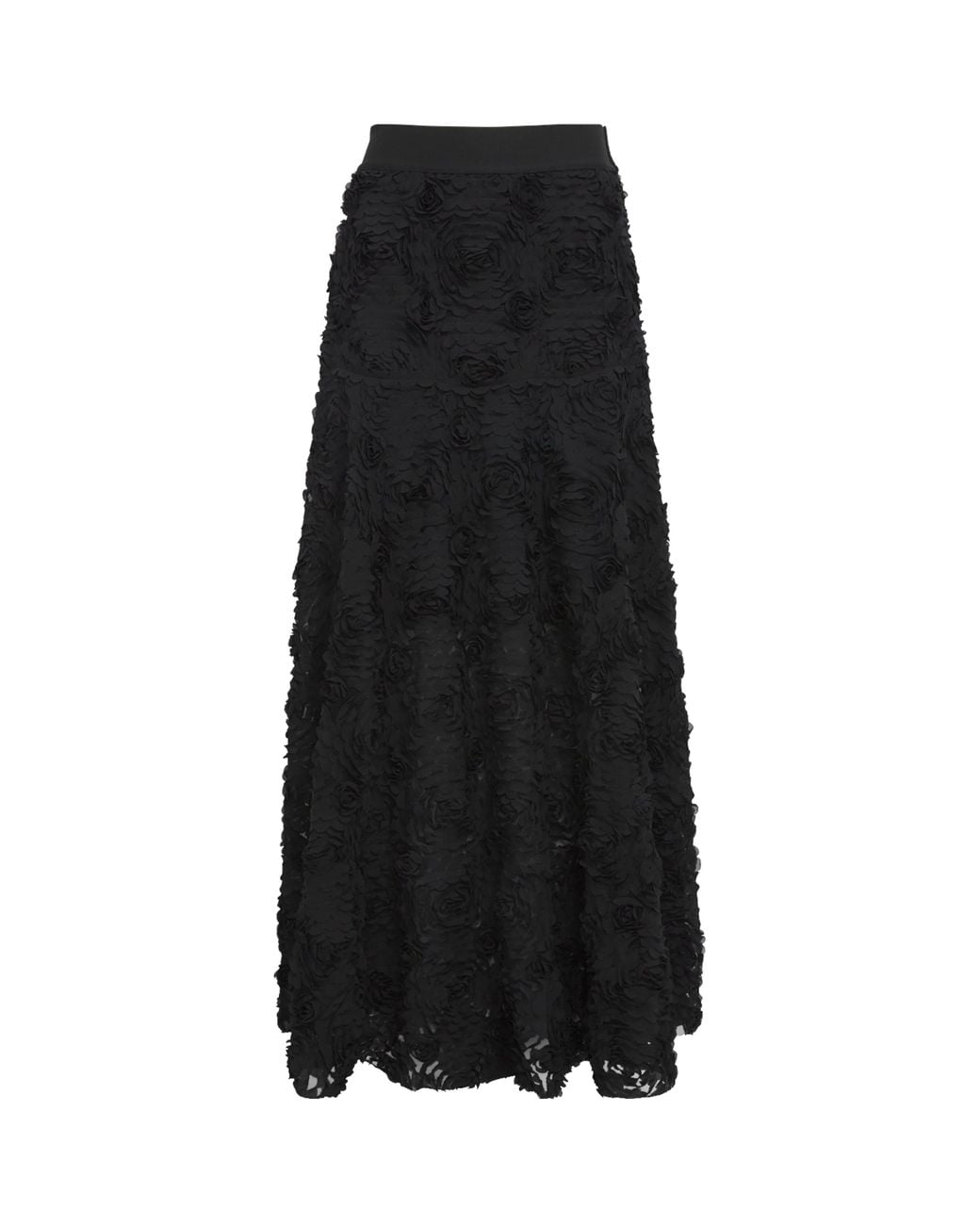 Maje Black Tulle Embroidered Maxi Skirt