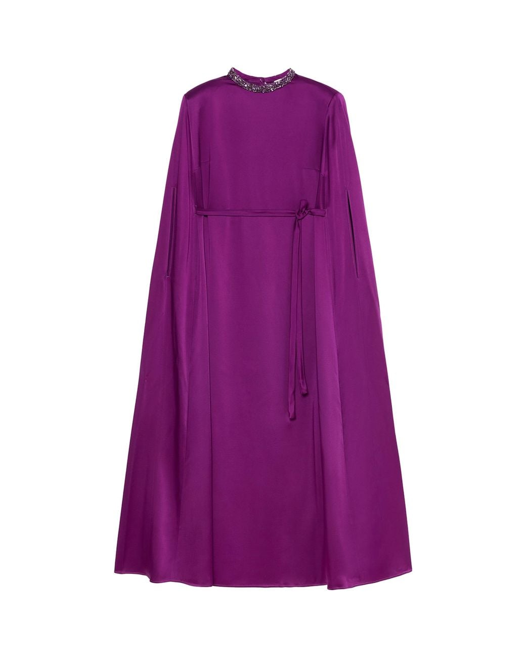 Marina Rinaldi Purple Satin Embellished Maxi Cape Dress
