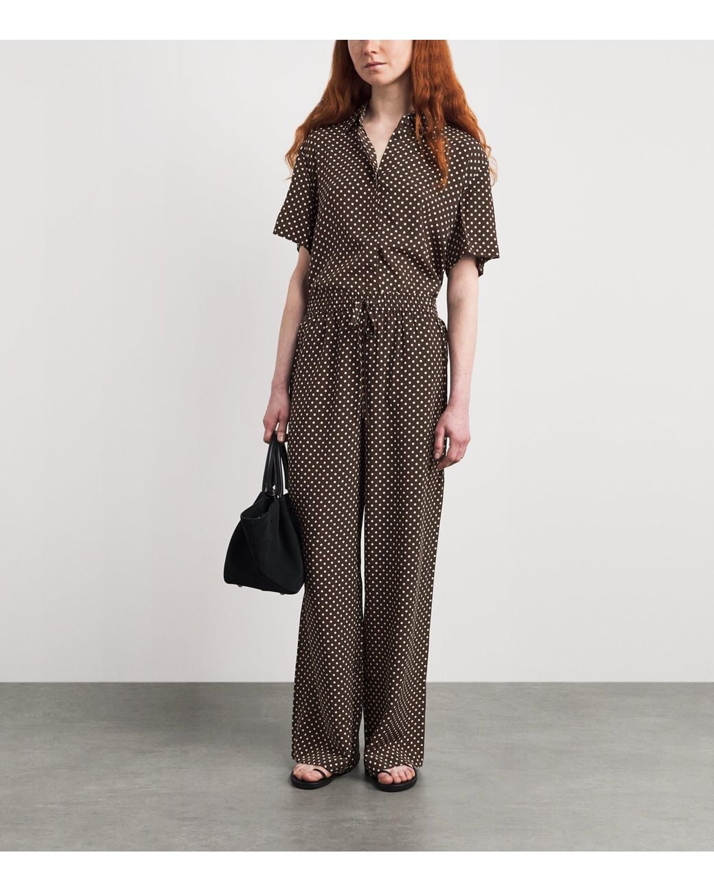 Matteau Brown Silk Wide-Leg Trousers