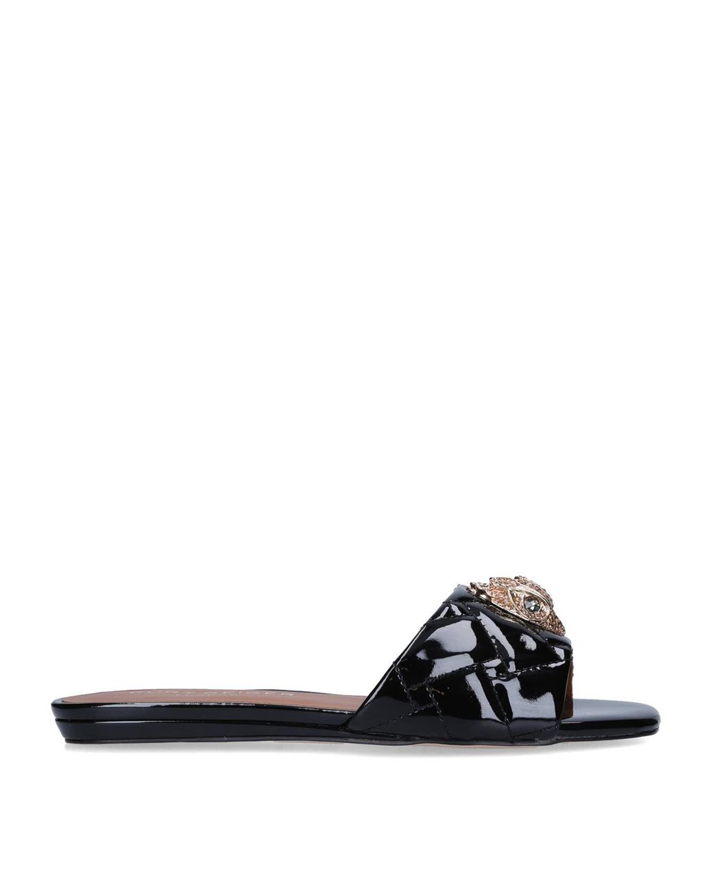 Kurt Geiger Black Patent Kensington Flat Sandals