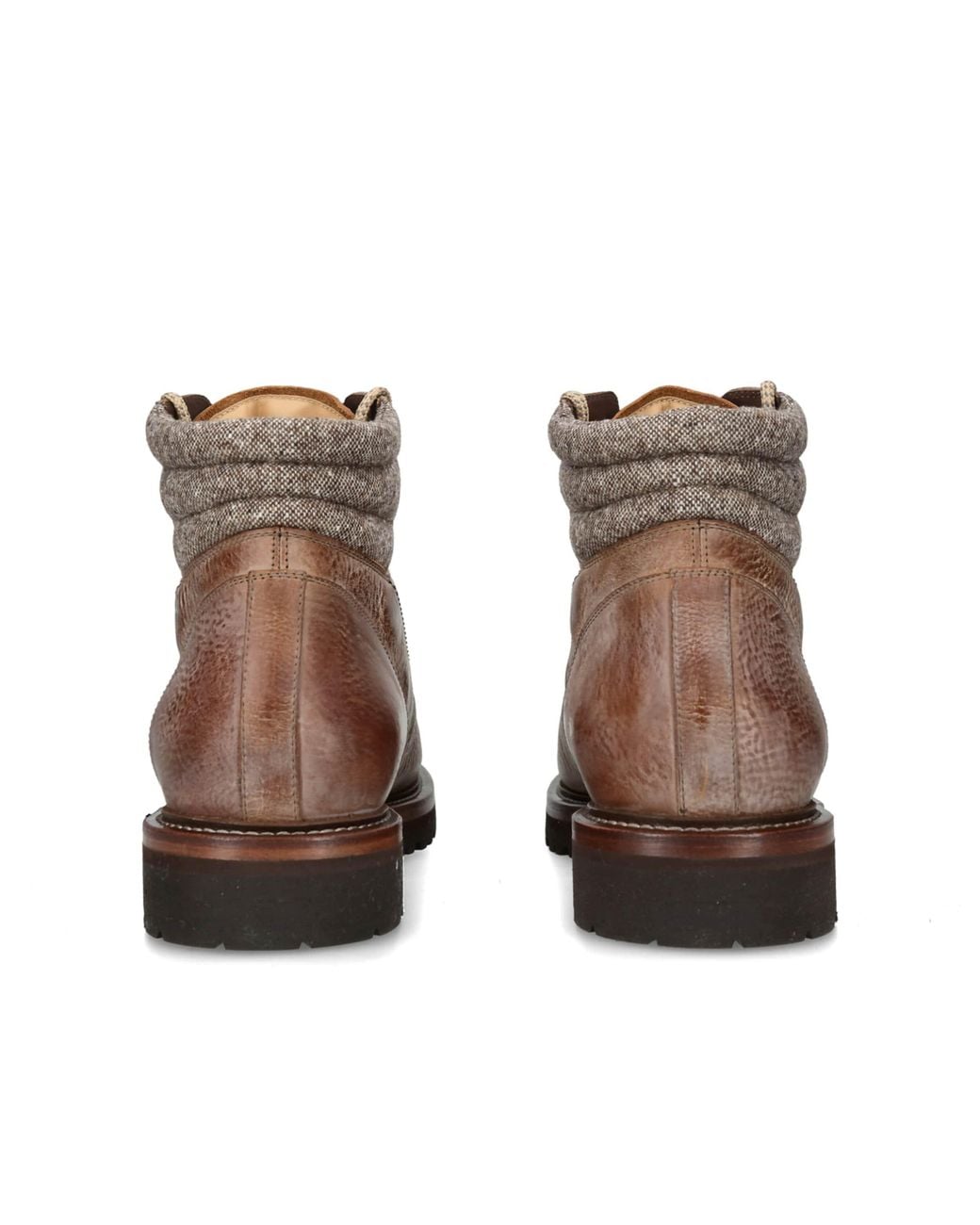 Brunello Cucinelli Brown Leather Lace-Up Hiker Boots for men