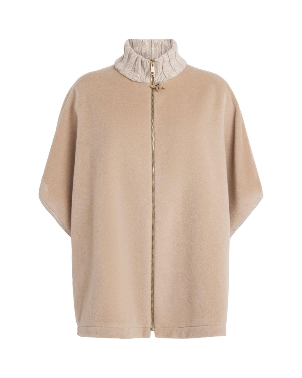 Fabiana Filippi Natural Merino Wool-Blend High-Neck Cape