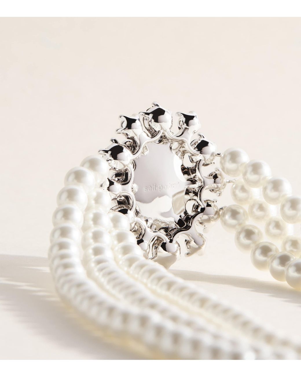 Self-Portrait Natural Faux Pearl And Crystal-Embellished Choker Necklace