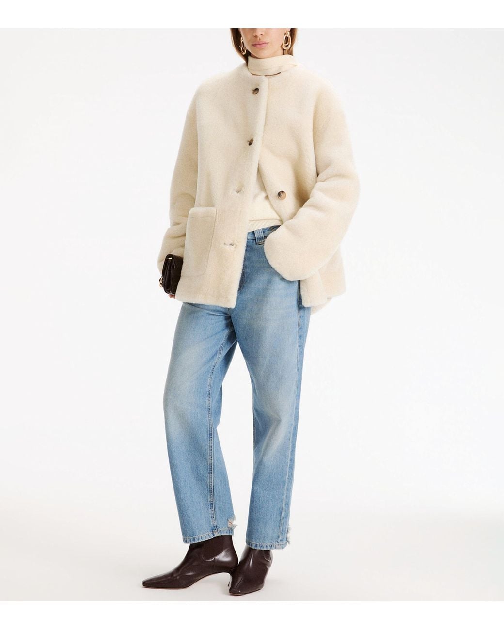 Marella Natural Ram Shearling Oversized Jacket