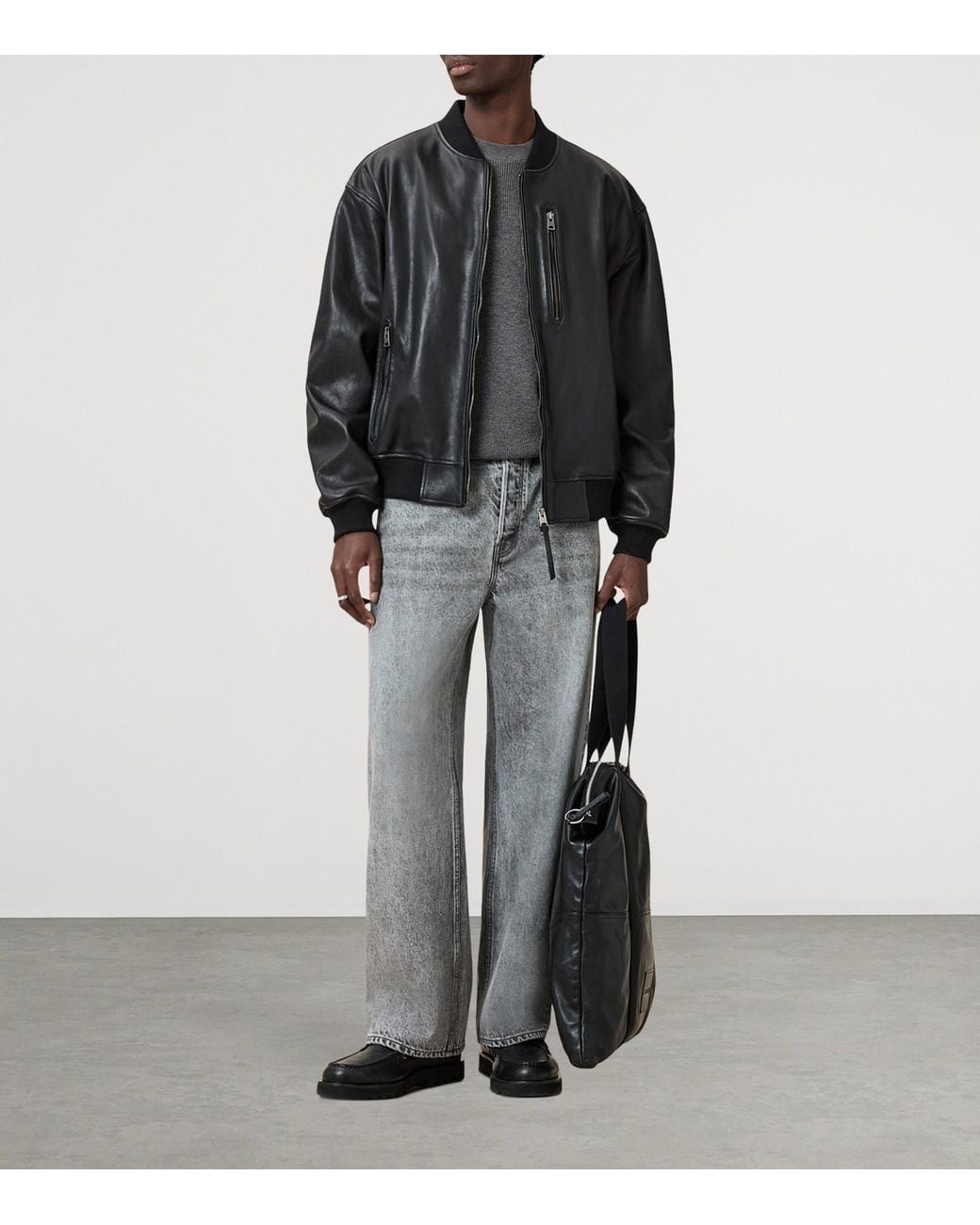 AllSaints Gray Organic Cotton-Wool Aspen Sweater