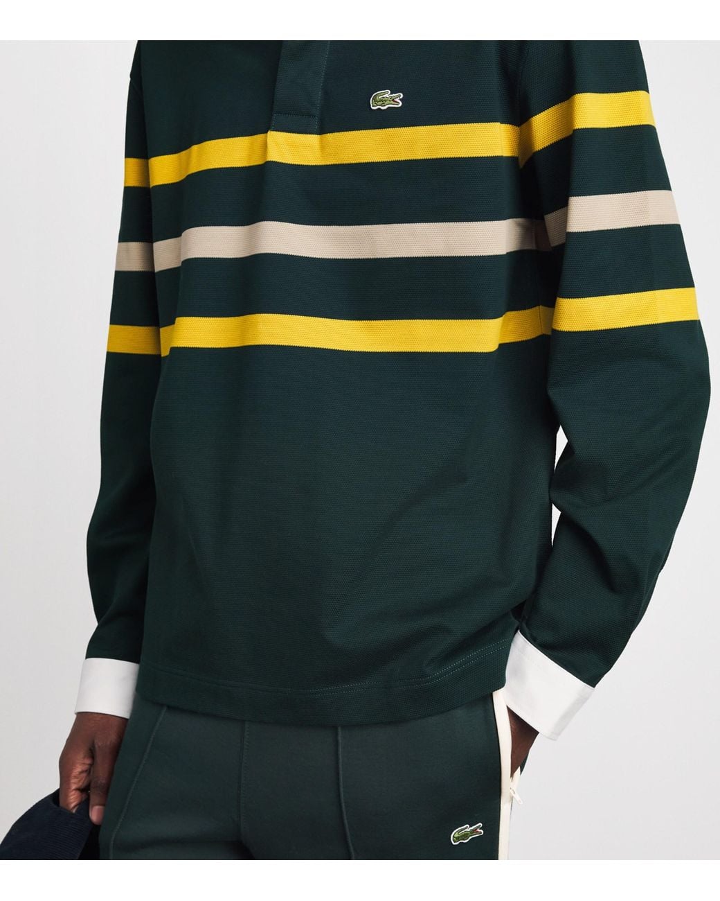 Lacoste Blue Cotton Stripe Rugby Polo Shirt for men