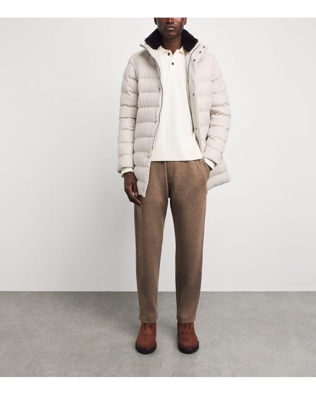 Herno White Silk-Cashmere Down Jacket for men