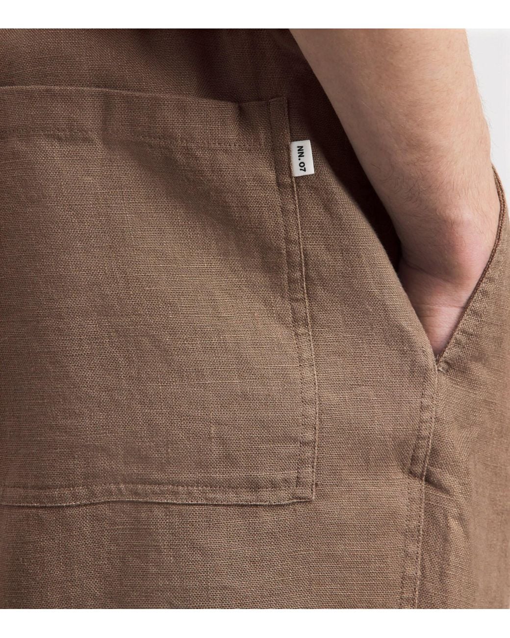 NN07 Brown Linen Drawstring Gregor Shorts for men