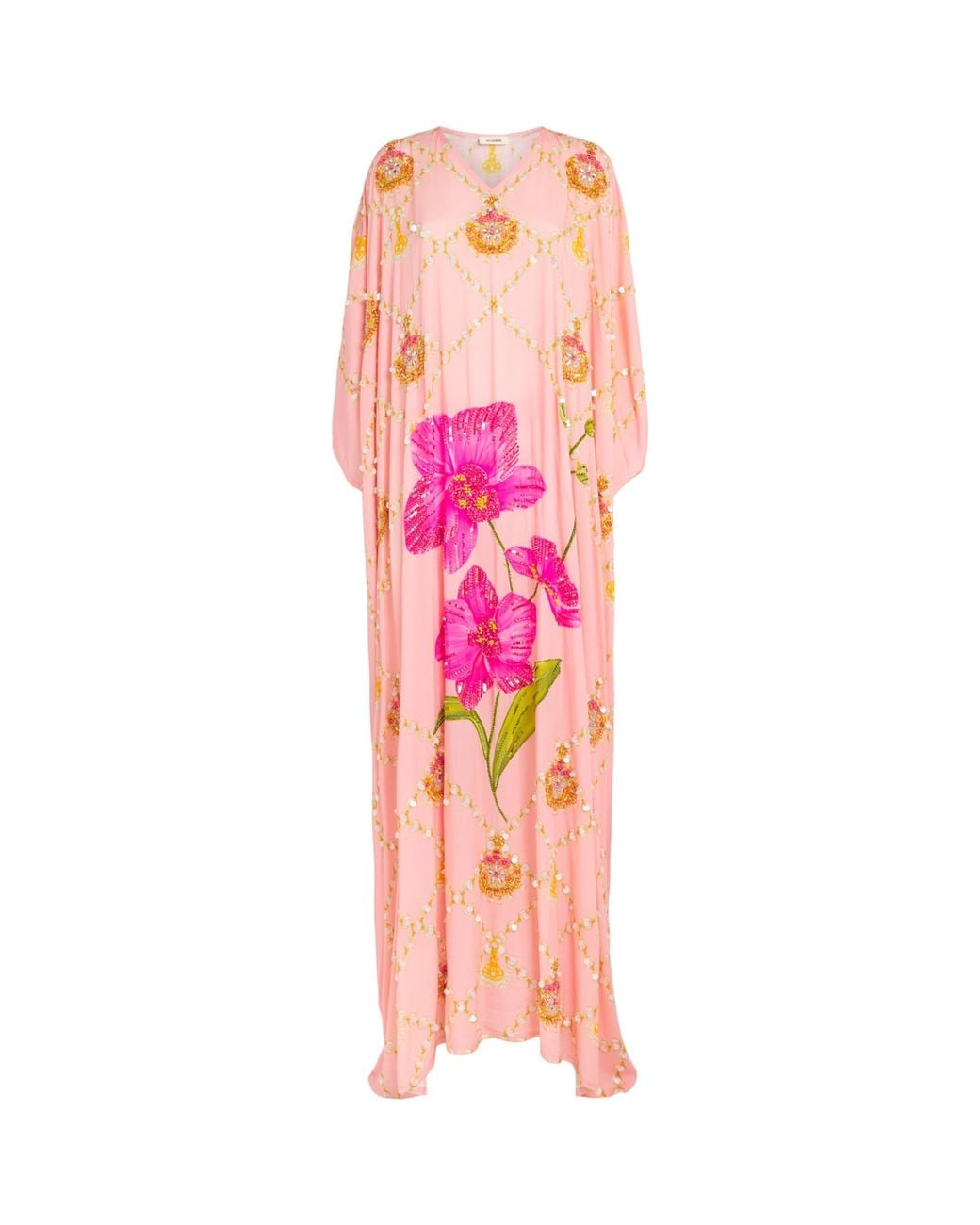 VERANDAH Pink Embellished Orchard Kaftan Maxi Dress