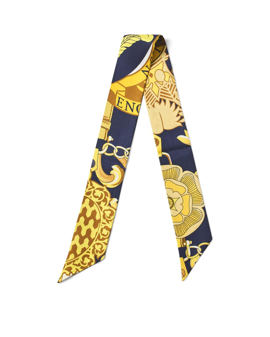 Aspinal Orange Silk Shield Skinny Scarf