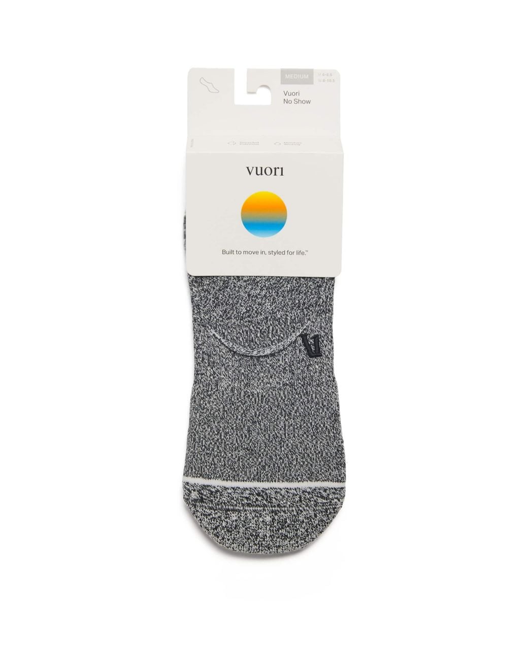 vuori Gray No Show Performance Socks for men