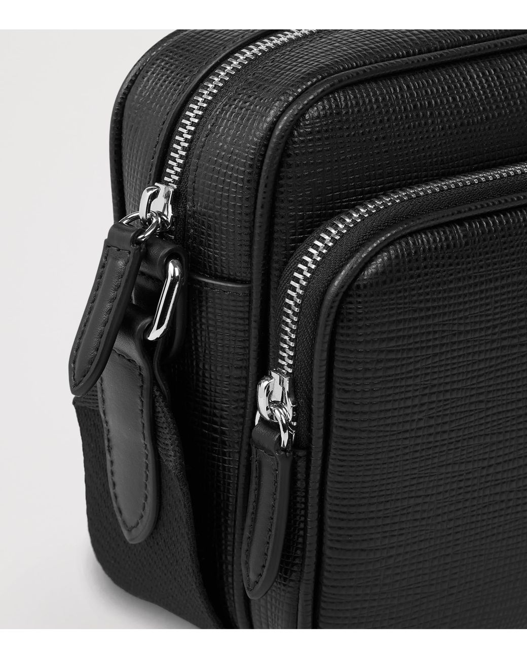 Smythson Black Leather Panama Cross-Body Bag for men
