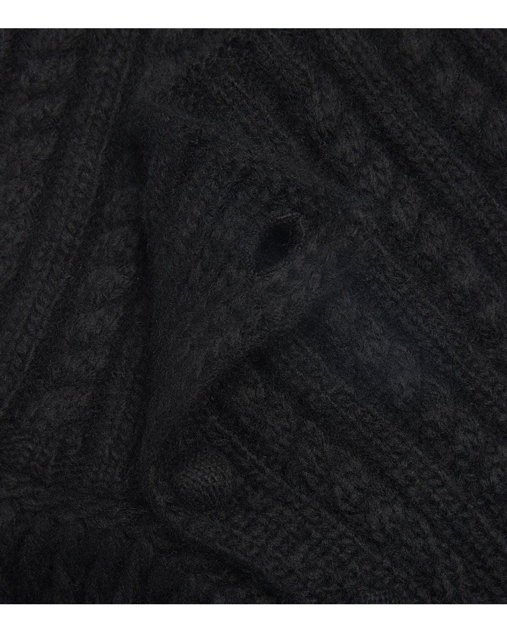 Moncler Black Alpaca-Blend Cable-Knit Triangle Scarf