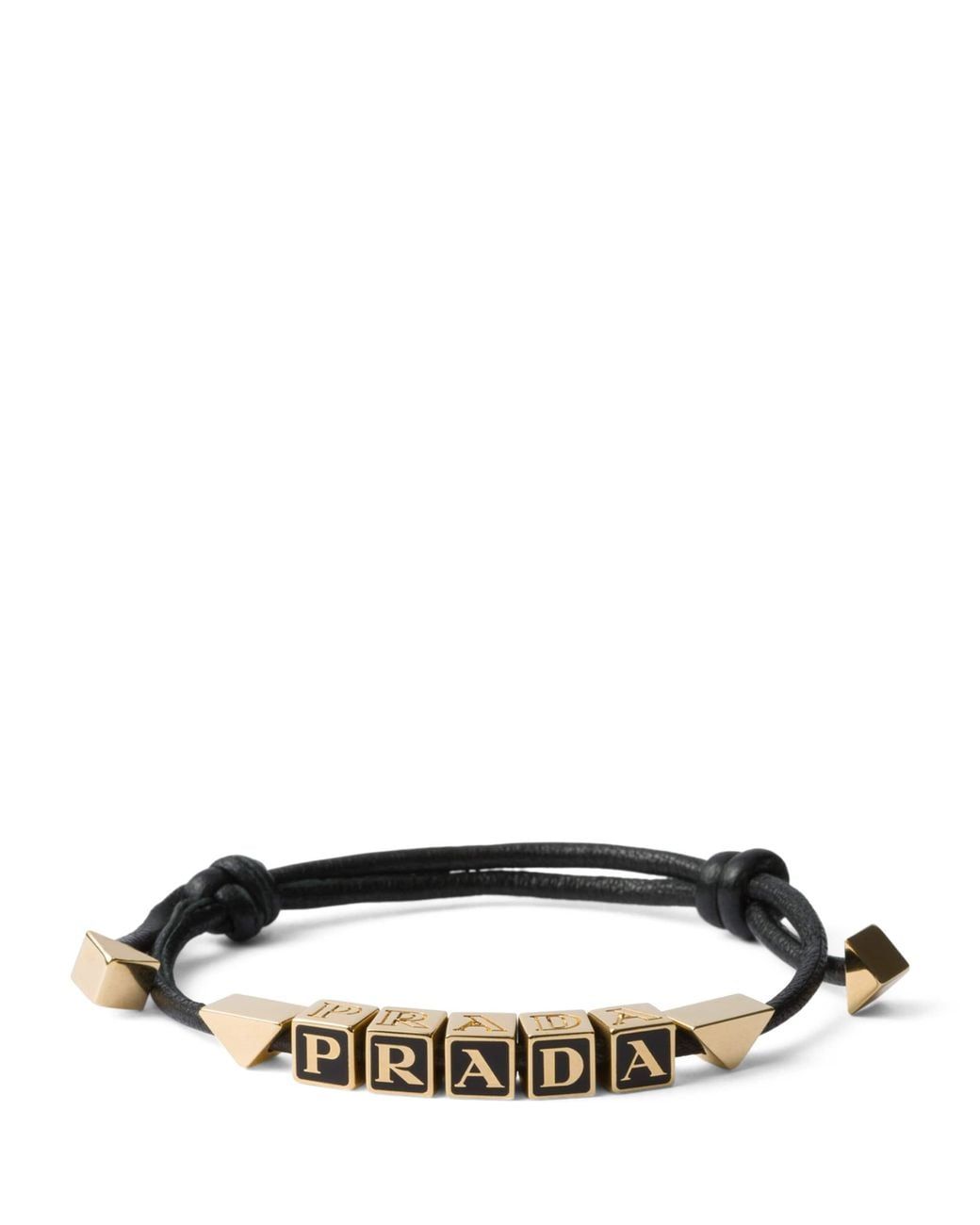 Prada Black Nappa Leather Logo Bracelet