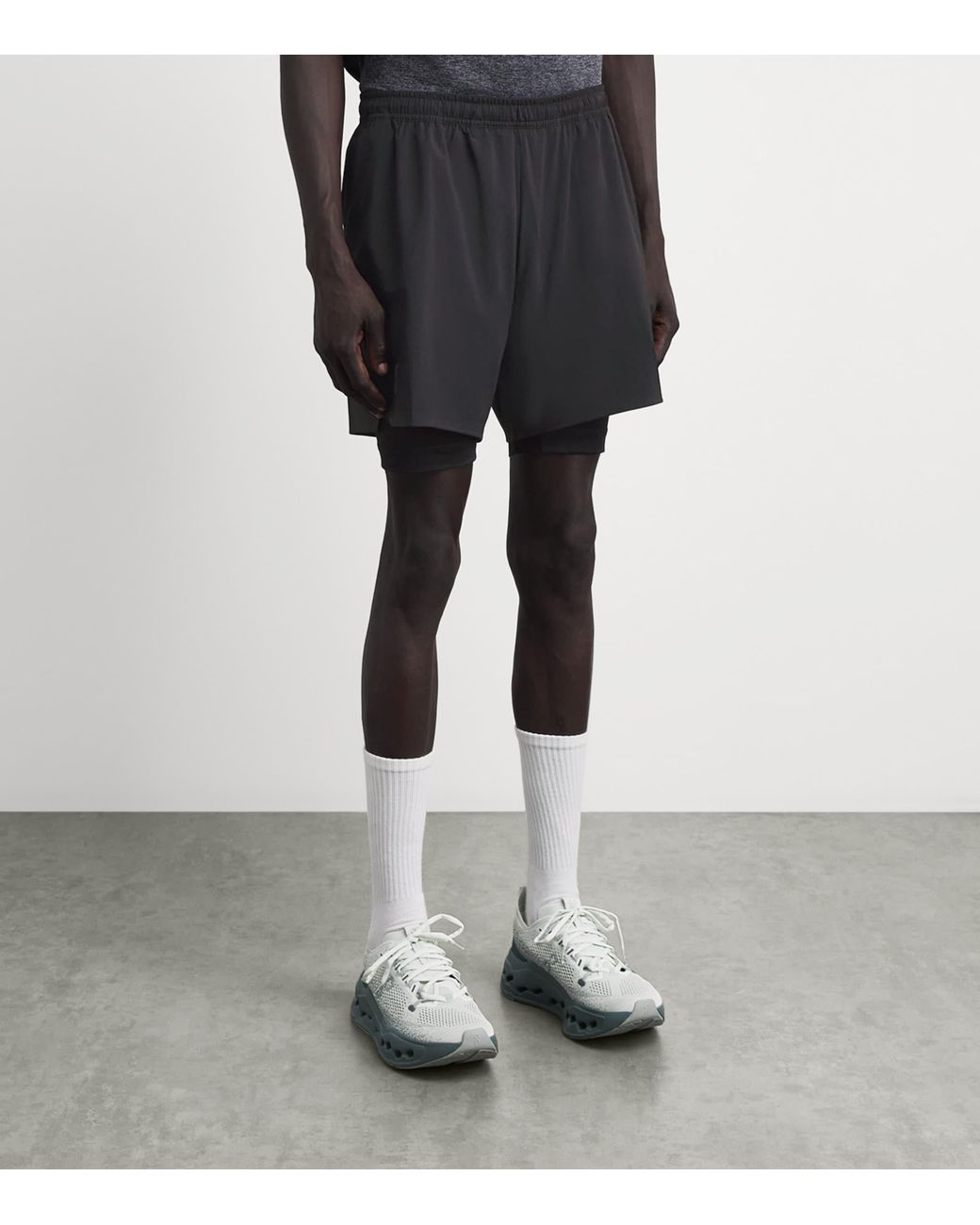 On Shoes Gray 2-In-1 Train Shorts for men