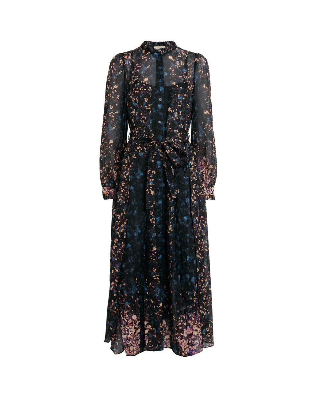 Ulla Johnson Black Silk Floral Tessa Wrap Dress