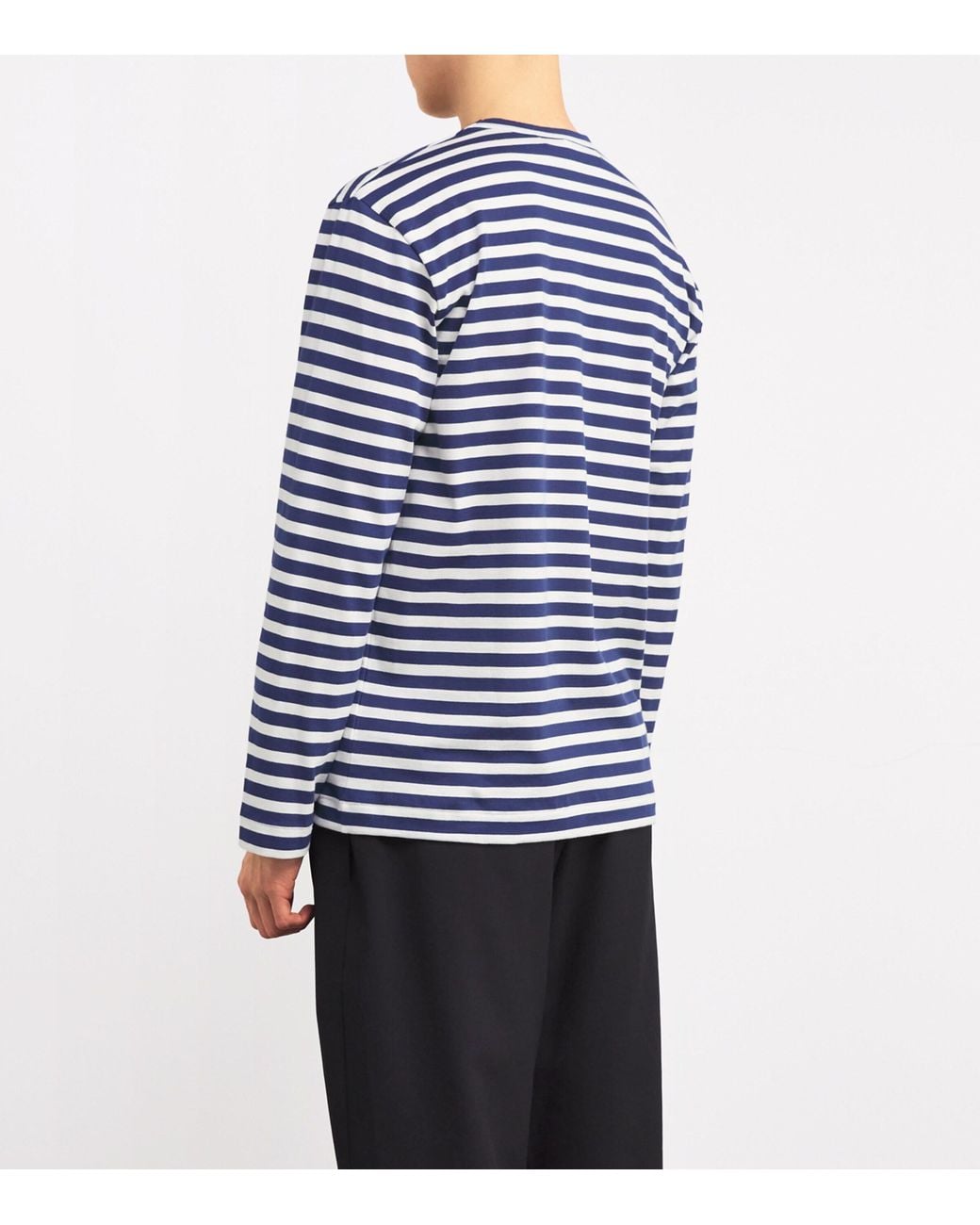 COMME DES GARÇONS PLAY Blue Heart Logo Striped T-Shirt for men