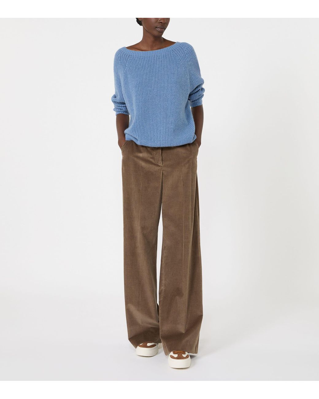 Weekend by Maxmara Blue Ribbed Round-Neck Sweater