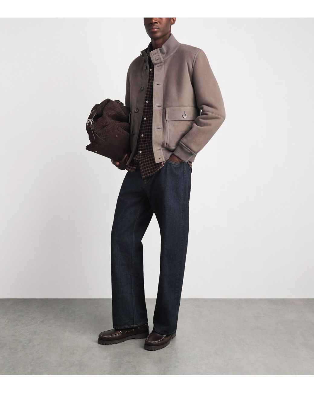 Herno Brown Suede Bomber Jacket for men
