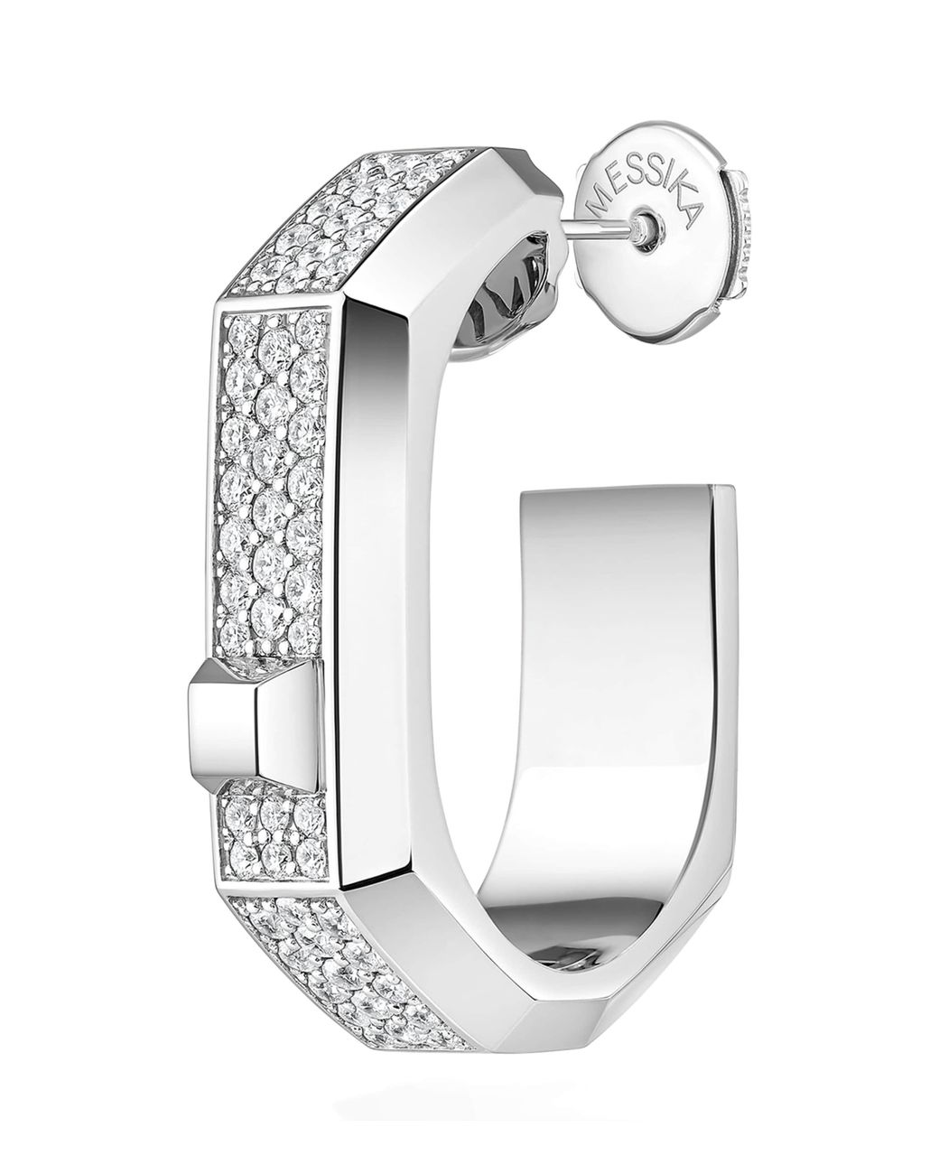 Messika White Moderniste Medium And Diamond Single Hoop Earring