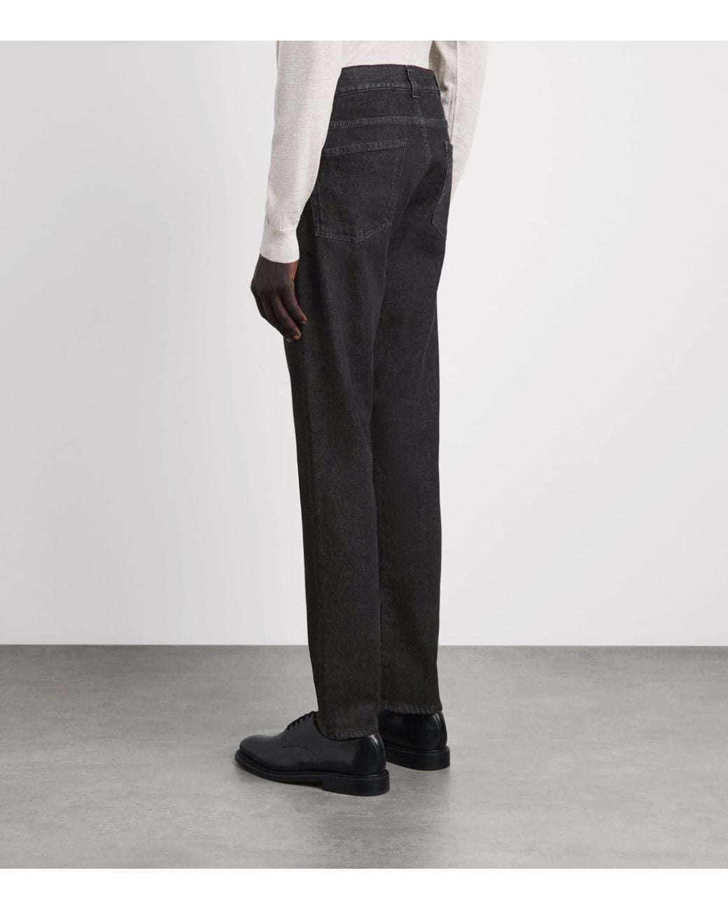 Canali Black Stretch-Cotton-Cashmere Straight Jeans for men