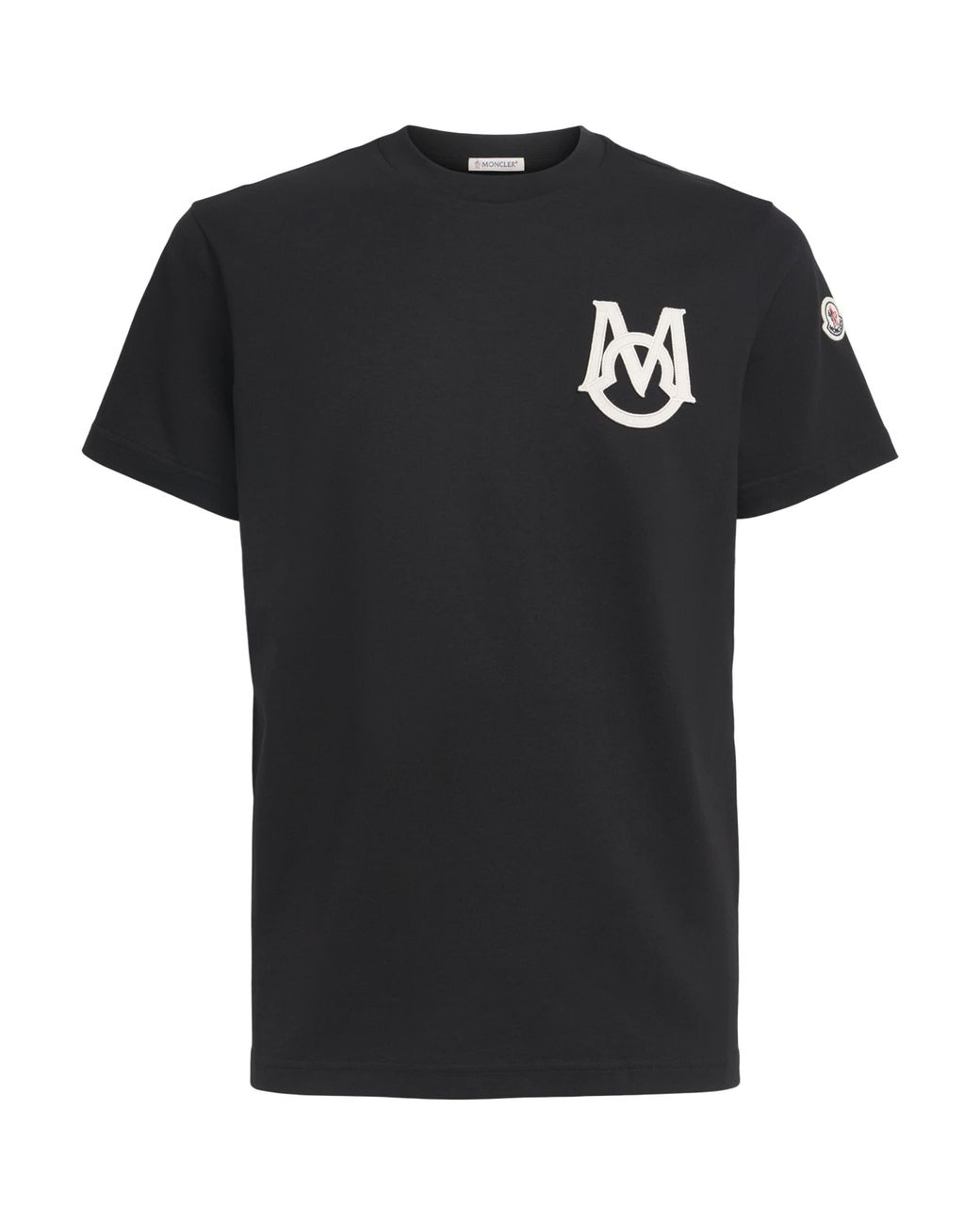 Moncler Black Cotton Logo T-Shirt for men