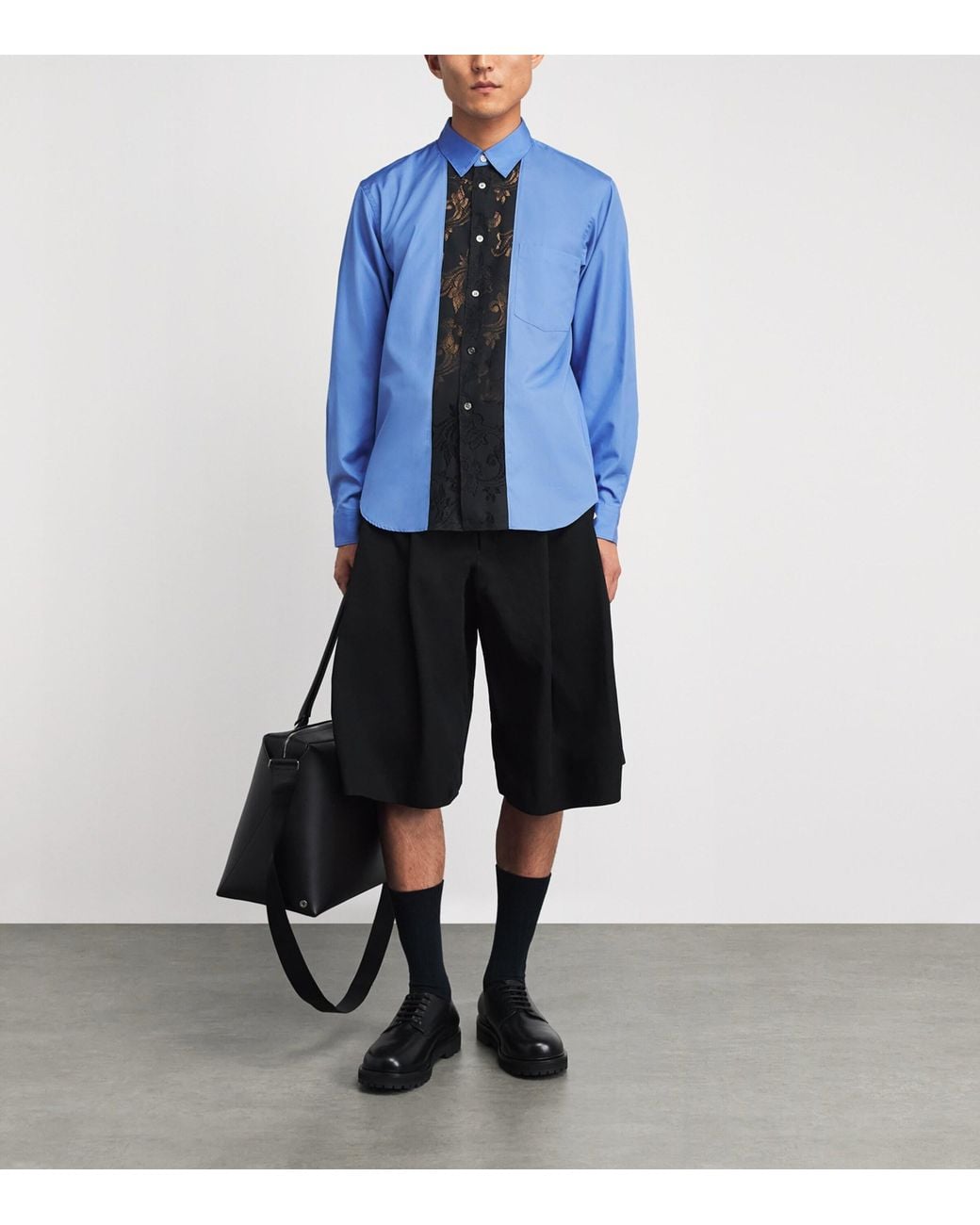 Comme des Garçons Blue Cotton Lace-Detail Shirt for men