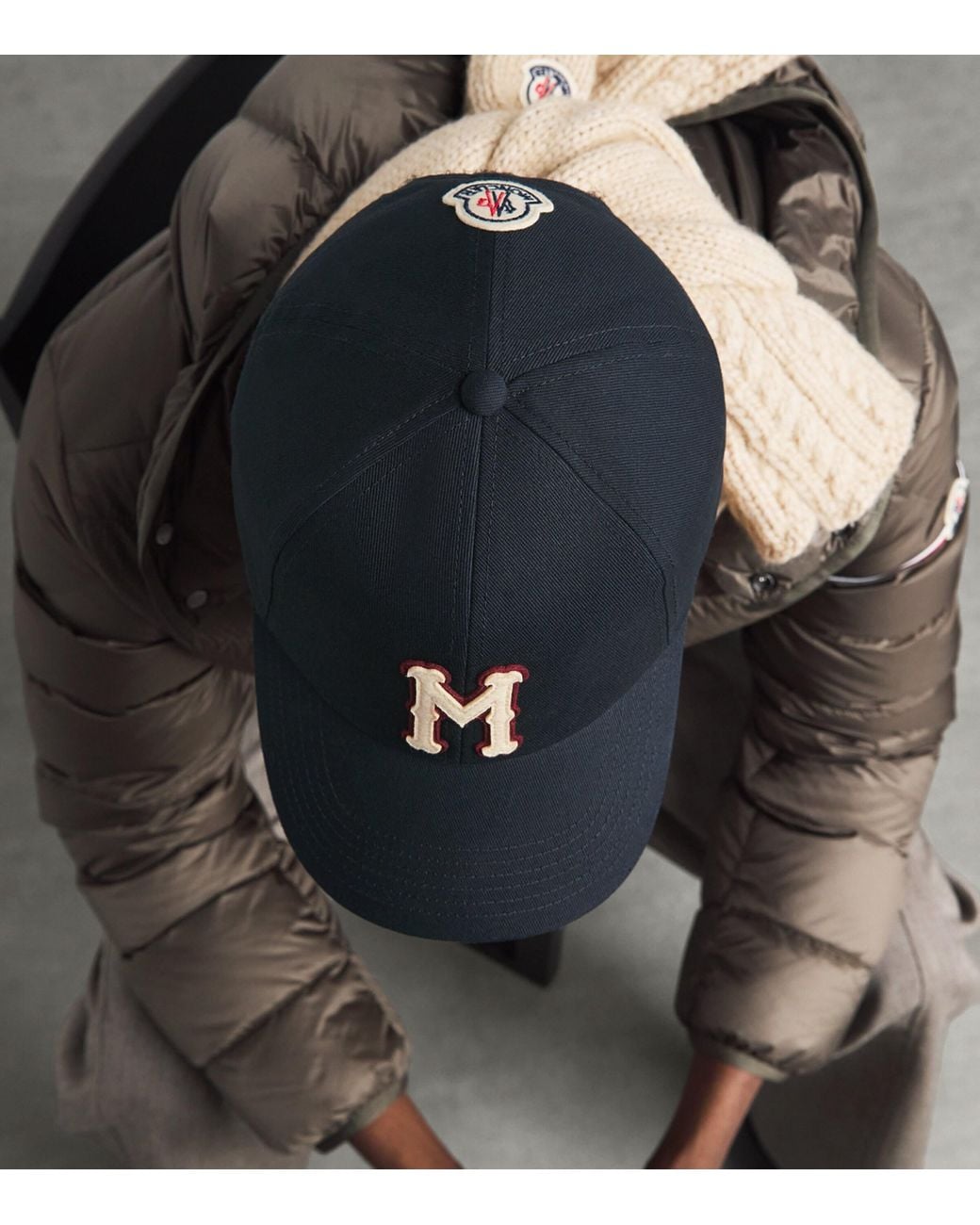 Moncler Blue Cotton Monogram Baseball Cap for men