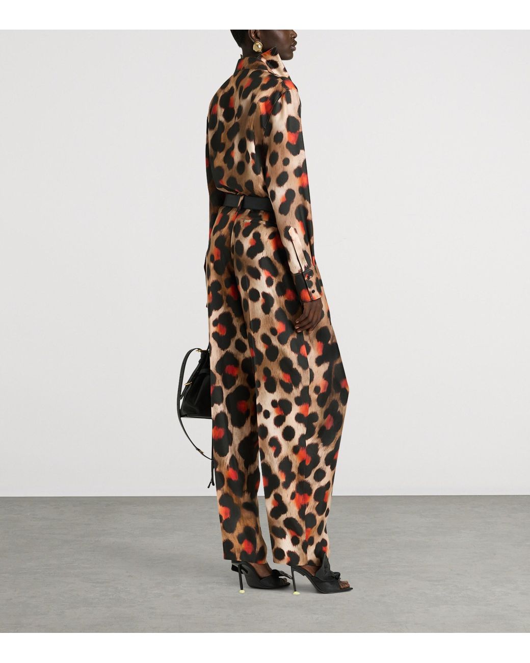 Givenchy Brown Silk Leopard Deconstructed Blouse