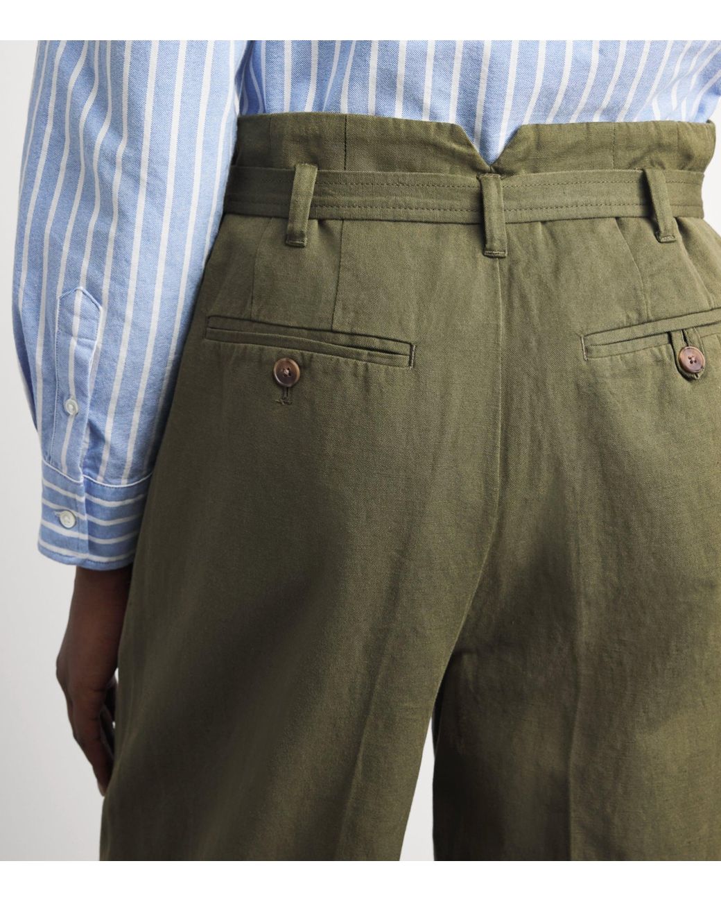 Polo Ralph Lauren Green Woven Belted Trousers